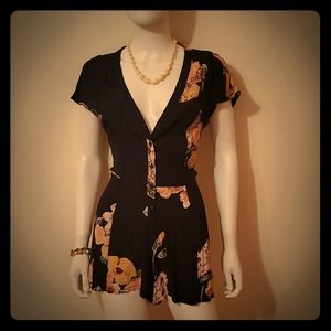 Black floral romper